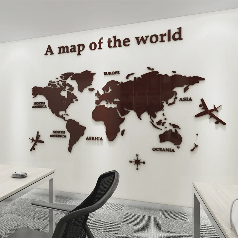 3D World Map Acrylic Stickers