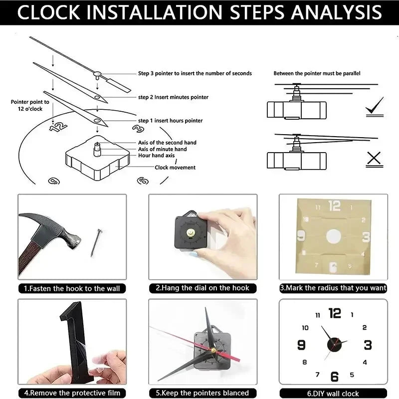 Frameless DlY Wall Clock