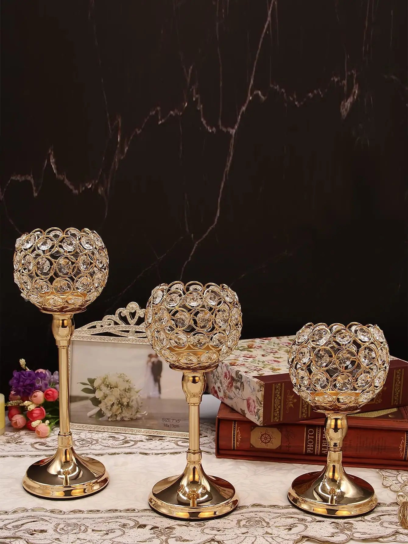 Crystal Gold Candle Holder